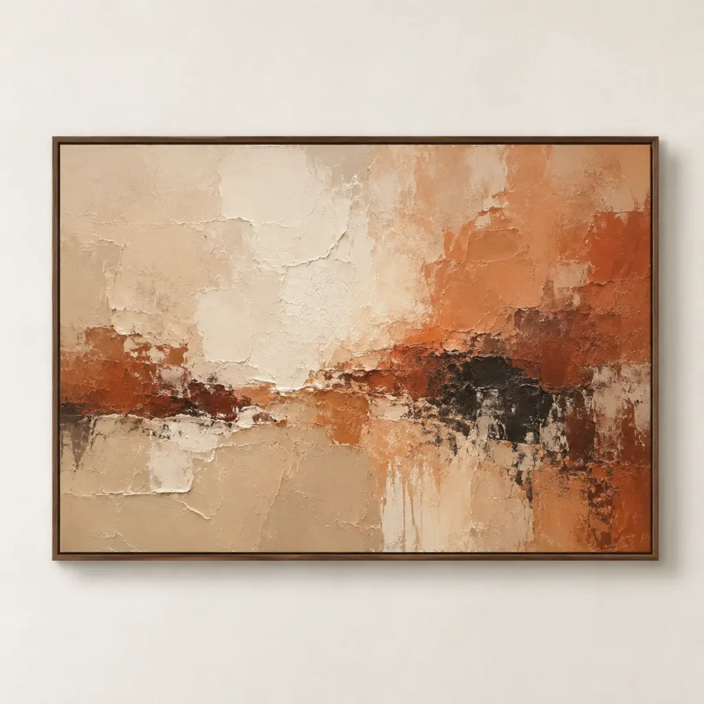 Ember Veil – Warm Terracotta Abstract Oil Painting