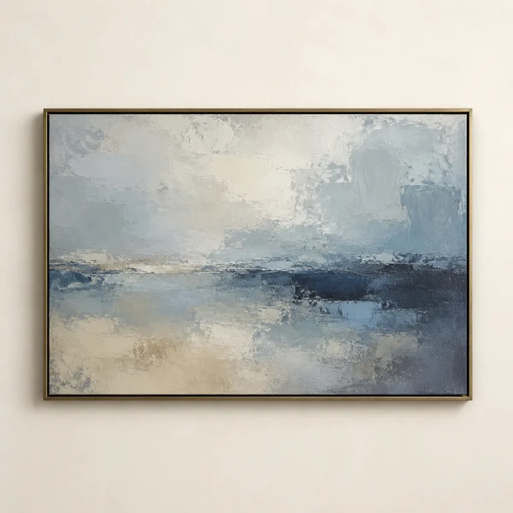 Tidal Silence – Blue Coastal Abstract Oil Painting
