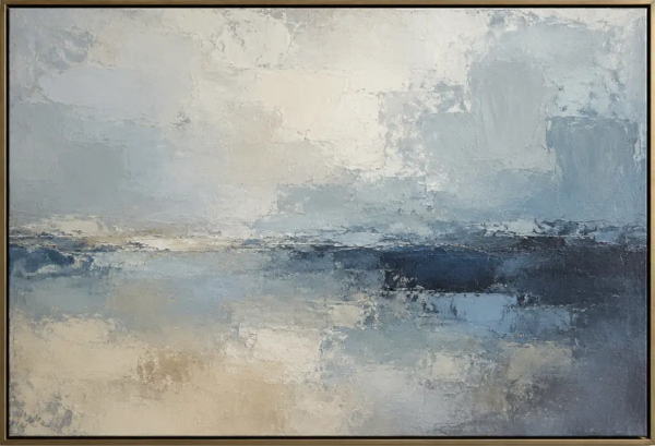 Tidal Silence – Blue Coastal Abstract Oil Painting